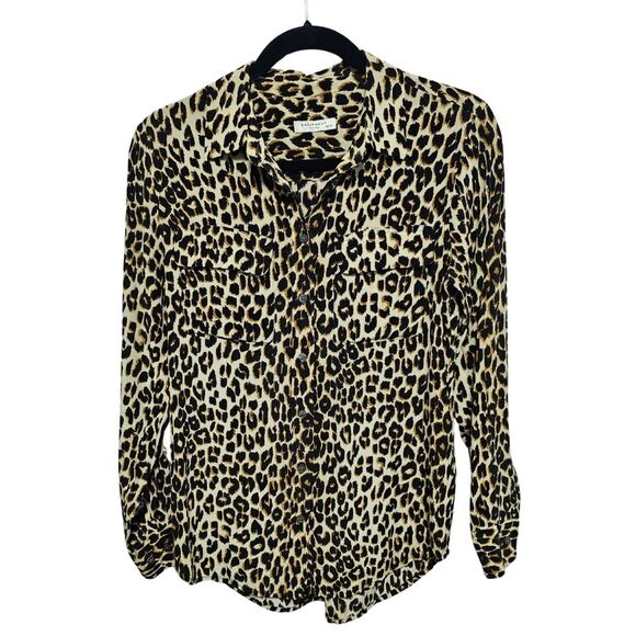 Equipment Femme Mob Wife Leopard Printed Button Down Blouse 100% Silk Size XS - Picture 1 of 15